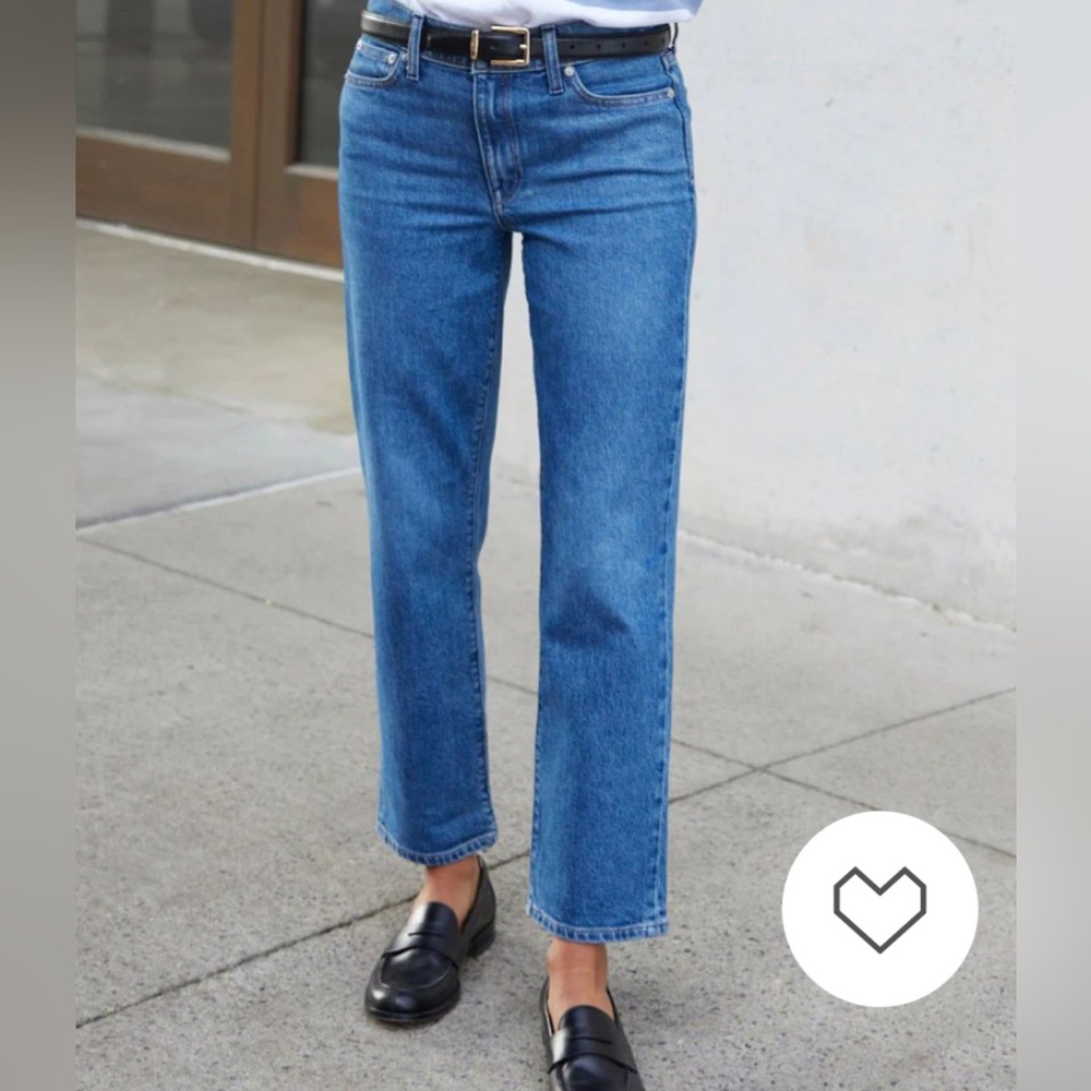 AYR The Frenchie Jeans Mid-Rise Straight Leg Comfort Stretch Slight Crop Size 31